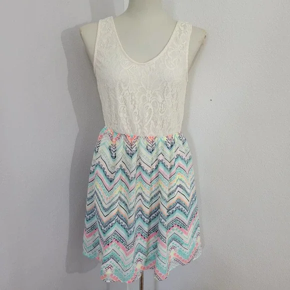 Maurices | Dresses | Maurices Pullover Sleeveless Floral Lace Overlay  Bodice Multi Print Summer Dress | Poshmark